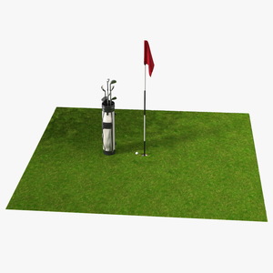 3D Golf Hole and Clubs Fur model