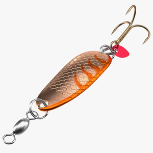 3D Copper Orange Trolling Spoon Lure model