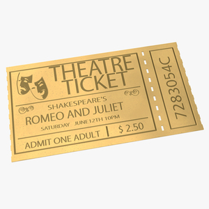 Vintage Golden Theatre Ticket 3D model