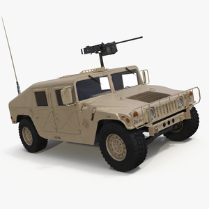 3D model Military Humvee with Mounted Machine Gun