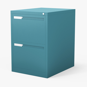 3D Filing Cabinet 2 Drawer Blue model