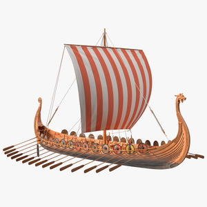 3D Viking Drakkar Sail Red model