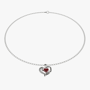 Ruby Heart Necklace and Chain 3D model