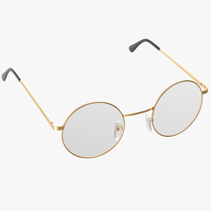 Round Circle Golden Frame with Clear Lens Glasses 3D model