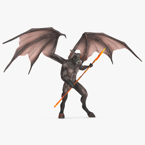 Devil Character with Trident Angry Pose 3D model