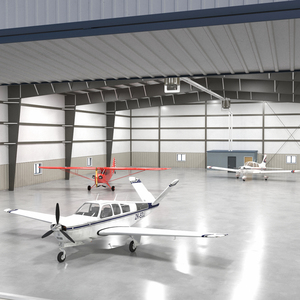 Aircraft Hangar with Aircrafts Piper Bonanza 3D model