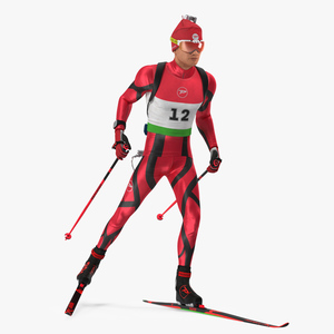 Biathlete Fully Equipped Running Pose 3D