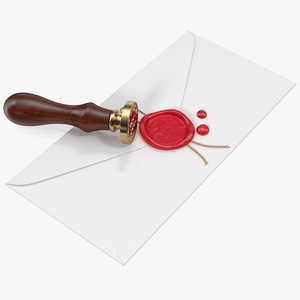 3D Wax Seal Stamp Envelope model