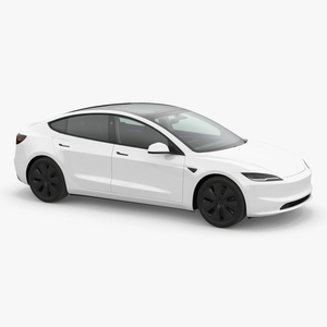 Tesla Model 3 2024 White Lights On 3D model