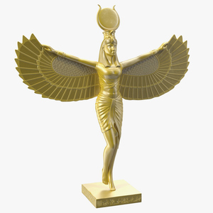 3D Golden Statue of Isis Ancient Egyptian Goddess