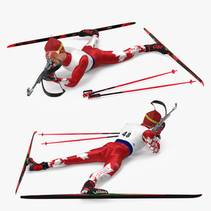 3D model Biathlete Fully Equipped Canada Team Shooting Pose