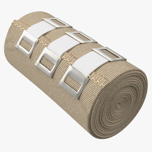 3D model Rolled Elastic Bandage Beige with Clamps