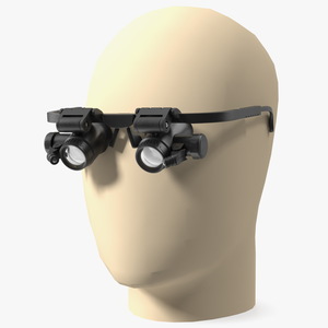 Binocular Head Mount Black Magnifier Glasses 3D model