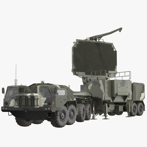 MAZ 74106 with 64N6 Big Bird Radar Camouflage Rigged 3D