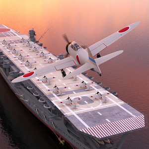 3D Aircraft Carrier Kaga with Fighter Jets on Board model