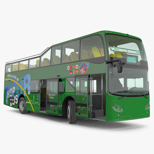 Open Air Double Decker Tour Hop Bus Rigged 3D