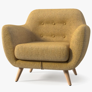 3D Armchair Loa Mustard Color