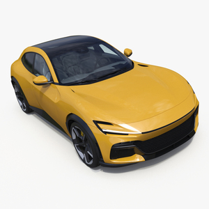 3D Crossover Sports Car Yellow Simplified model