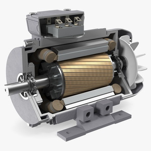 Electric Motor Cutaway Grey 3D