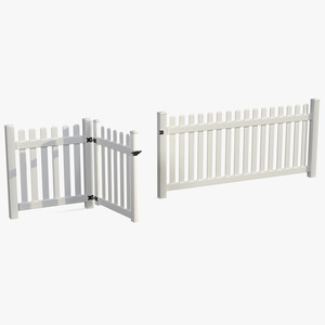 3D White Picked Fence Section