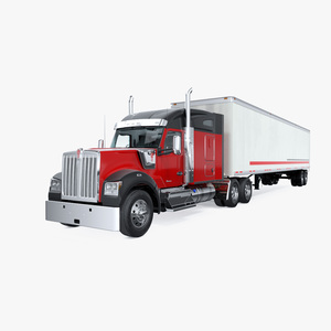 Truck Kenworth W990 with Semi Trailer 3D