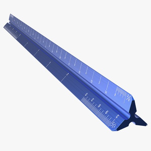 Triangular Scale Ruler Blue 3D