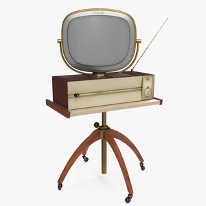3D Vintage Antique 50s TV with Stand model