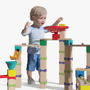 3D model Baby Plays with Marble Run Toy