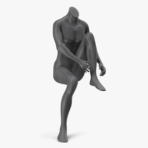 Female Sports Mannequin Sitting Black 3D