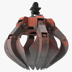 Hydraulic Scrap Grapple Old Rigged 3D model