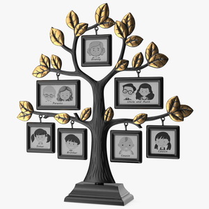 Gold Photo Frame with Black Family Tree 3D model