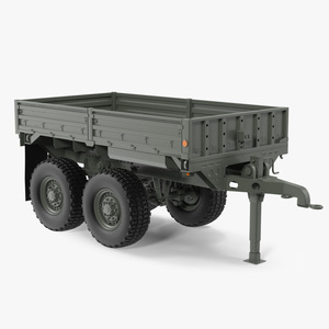 Military Drop Side Cargo Trailer 3D