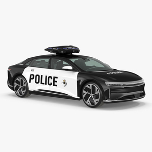 3D Lucid Air Electric Police Car with Drone Launch Pad