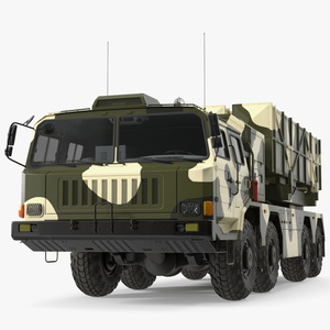 3D Chinese MLRS WS-2D Green Camouflage Rigged for Cinema 4D