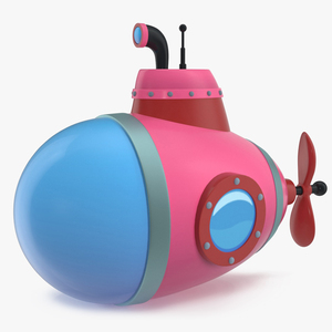 3D Cartoon Style Submarine Pink model