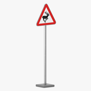 Road Sign Wild Animals 3D