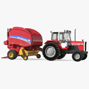 Vintage Tractor Ferguson 698 with Roll Belt 460 3D