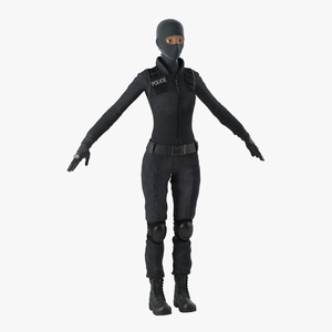 3D SWAT Woman Afro American 4