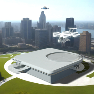 Drone and Air Taxi Port with Passenger Aircraft 3D