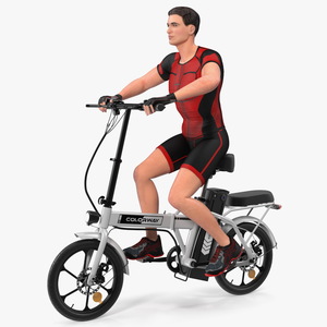 Cyclist on White Electric Colorway Bike 3D model