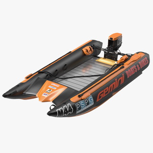 Racing Boat Gemini Zapcat F1 with Engine Orange Rigged 3D model