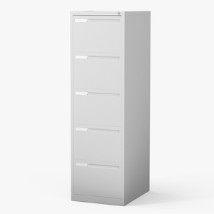 3D Filing Cabinet 5 Drawer Grey model