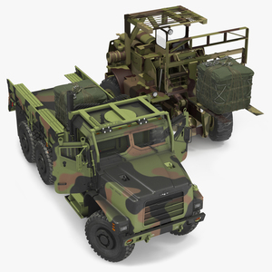 3D Military Forklift Loard Cargo to the OshKosh MTVR MK23 Rigged
