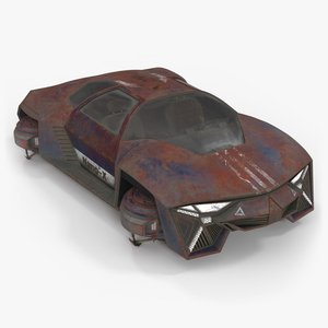 Concept Hover Car Rusty Rigged for Cinema 4D 3D model