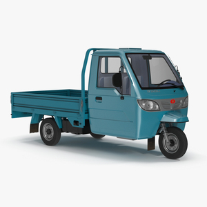 3D model Asian Delivery Trike with Open Body Blue