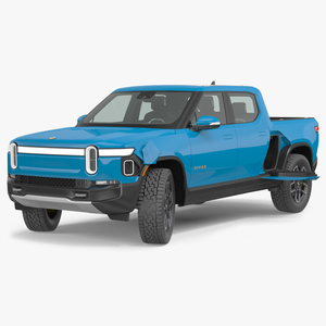 2023 Rivian R1T Pickup Blue Rigged 3D model