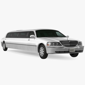 3D model Lincoln Town Limo White Rigged