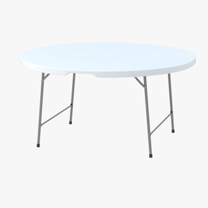 Round Folding Table White Unfolded 3D model