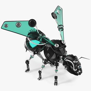 Robot Bee Black Rigged 3D