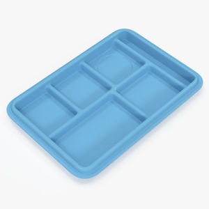 3D Compartment Meal Tray Blue